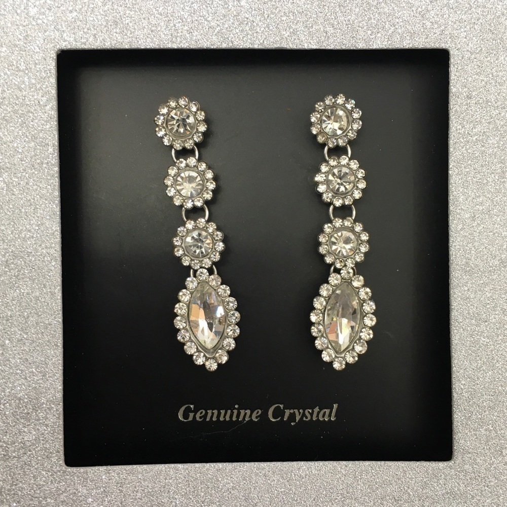 Genuine Crystal Dangle Post Earrings